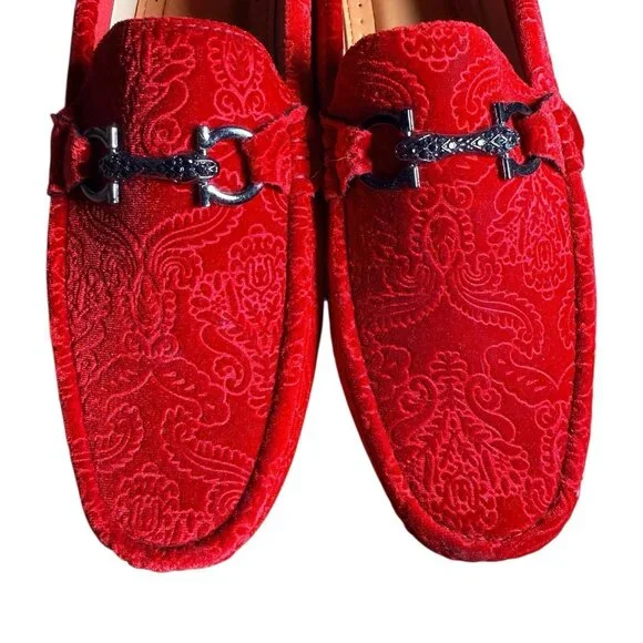 Royal Shoes Red Velvet Loafers Moccasins Men’s Size 11 Shoes New - Picture 6 of 6